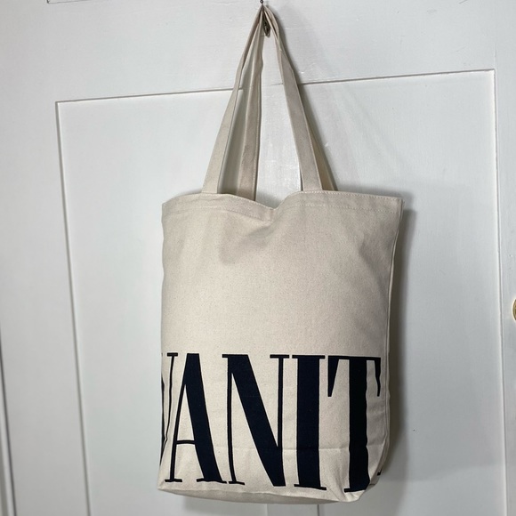 Vanity Fair Handbags - Vanity Fair Canvas Neutral Black Tote Bag Reusable Shopping Bag